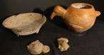 Set van 4 precolumbiaanse terracotta voorwerpen, Ophalen of Verzenden