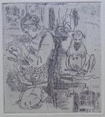 RIK WOUTERS / NEL MET HONDEN / ZW-W ETS / 33x25cm, Ophalen of Verzenden