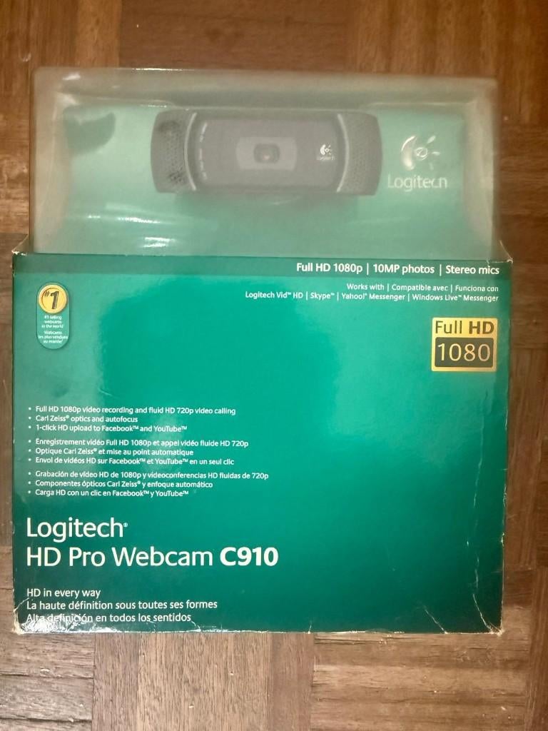 Logitech HD Pro Webcam C910 – NIEUW (Full HD 1080p), Computers en Software, Webcams, Nieuw, Bedraad, Windows, Ophalen of Verzenden