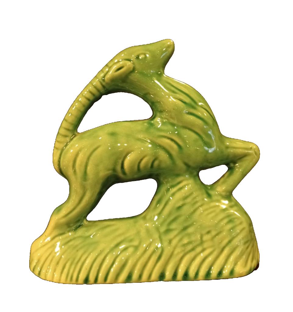 Keramieken Ram in groen glazuur., Ophalen of Verzenden