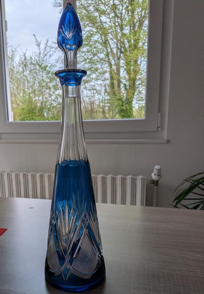 Magnifique Carafe "Pyramide" Val Saint Lambert – Cristal Dou, Antiquités & Art, Enlèvement ou Envoi