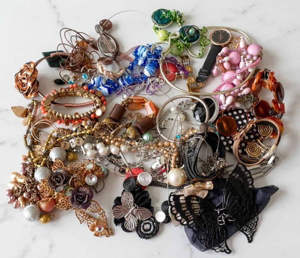 lot juwelen 29 ongeveer 1.3 kg, Bijoux, Sacs & Beauté, Bijoux anciens, Enlèvement ou Envoi, Argent, Autres types, Avec pierre précieuse