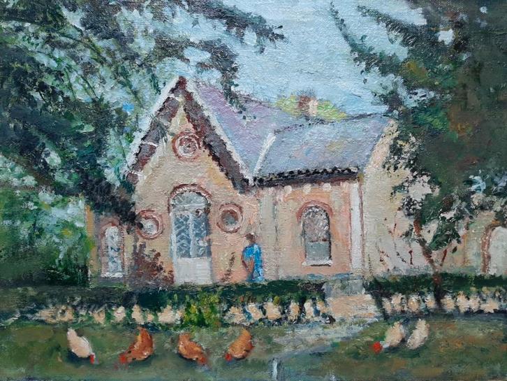 Schilderij M.VAN DEN BEMPT  "De Swaen"  30x40, Antiek en Kunst, Kunst | Schilderijen | Klassiek, Ophalen of Verzenden