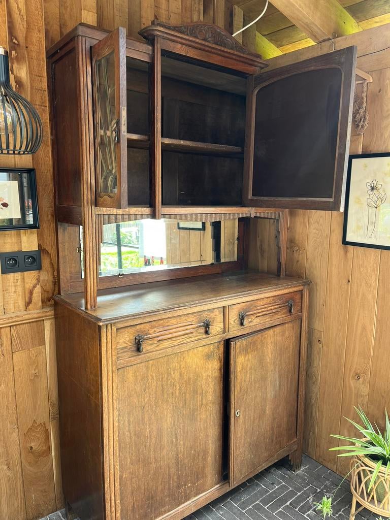 Antieke buffetkast, Huis en Inrichting, Ophalen, Glas, Gebruikt, 150 tot 200 cm