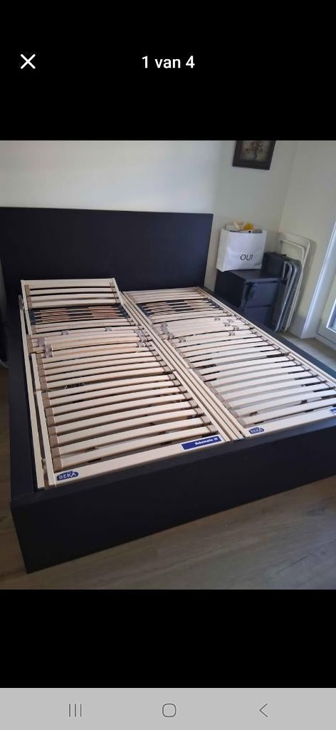 Bed Malm inclusief 2 elektrische lattenbodems BEKA, Huis en Inrichting, Ophalen, Zo goed als nieuw, 200 cm, 160 cm