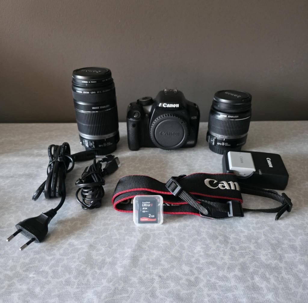 Canon 450D + toebehoren, Audio, Tv en Foto, Fotocamera's Digitaal, Gebruikt, Spiegelreflex, Canon, Ophalen