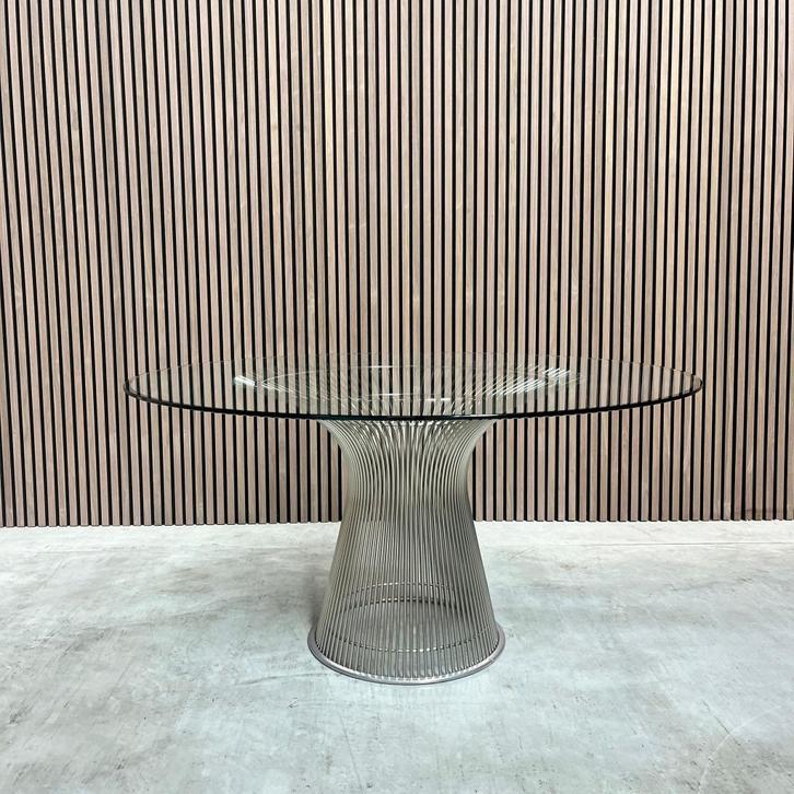 Knoll Warren Platner eettafel - glas/nikkel - 135cm, Antiquités & Art, Antiquités | Meubles | Tables, Enlèvement ou Envoi