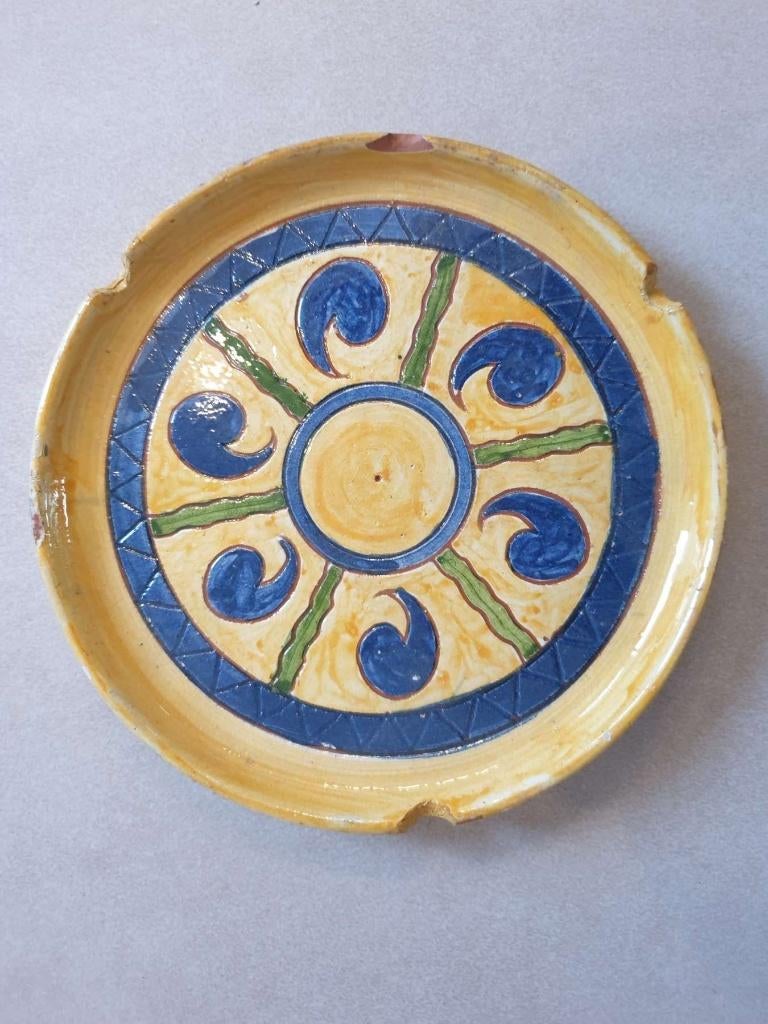 Geglazuurde keramiek schaal asbak diameter 18cm H 2cm, Antiek en Kunst, Ophalen