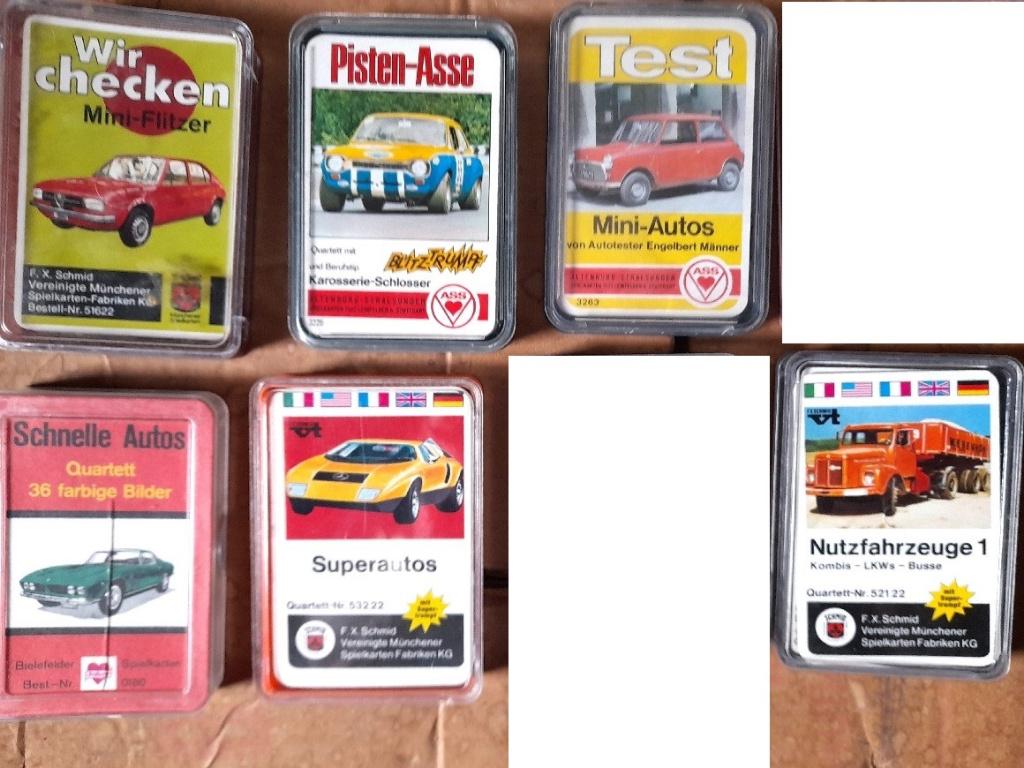 9 autokaartspellen jaren 60 en 70: Opel, Fiat, vrachtwagens, Antiek en Kunst, Antiek | Speelgoed, Verzenden