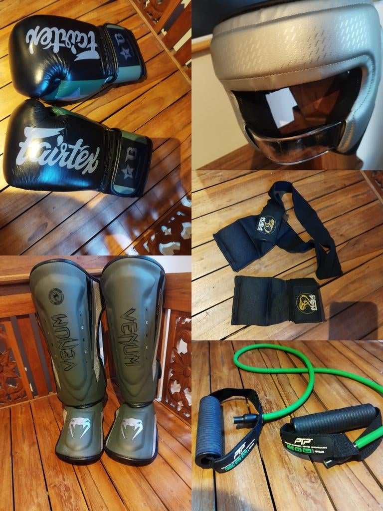 Volledige bundel Muay Thai/Kickboxing — Fairtex, Venum, Yokk, Sport en Fitness, Vechtsporten en Zelfverdediging, Maat L, Ophalen
