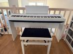 Yamaha P-125 blanc + meuble officiel + pédalier 3 pédales, Enlèvement, Comme neuf, Blanc, Piano