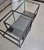 Vittsjo-bijzettafel-set-van-2-zwartbruin-glas, Antiek en Kunst, Ophalen