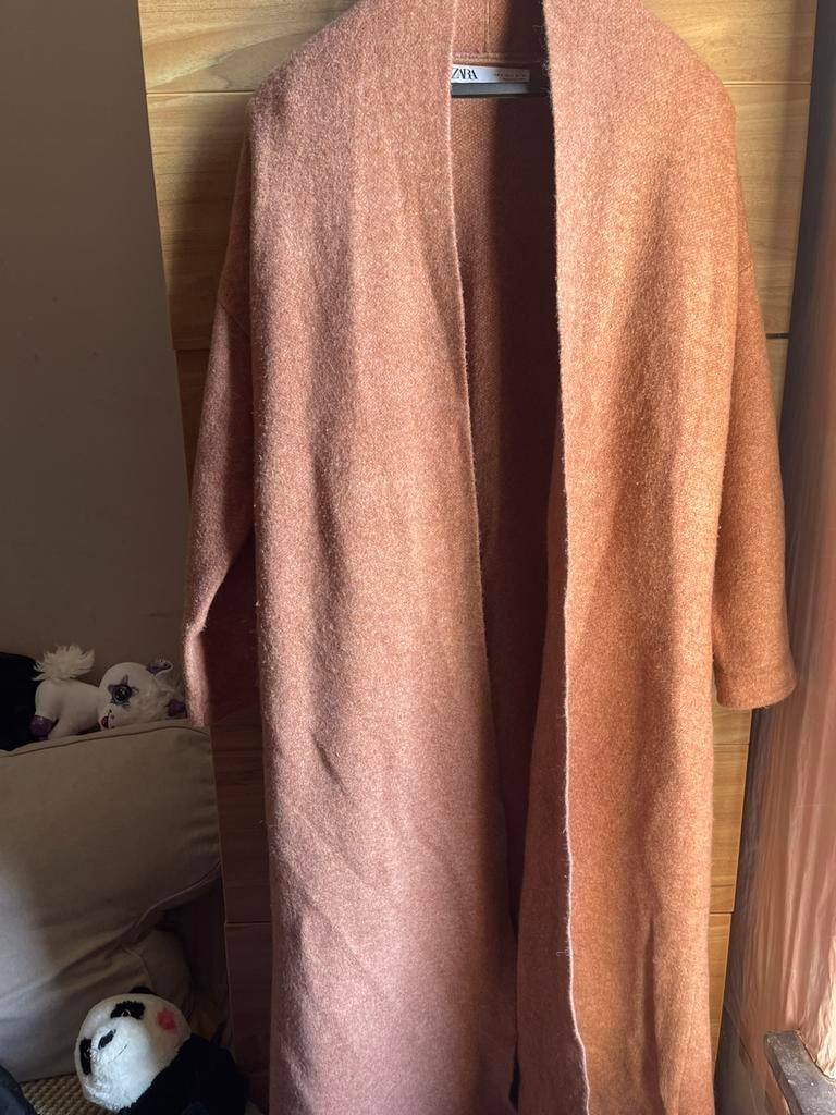 ZARA dik gebreid lang vest - Bronsbruin - Maat S, Kleding | Dames, Ophalen, Gedragen, Maat 36 (S), Overige kleuren