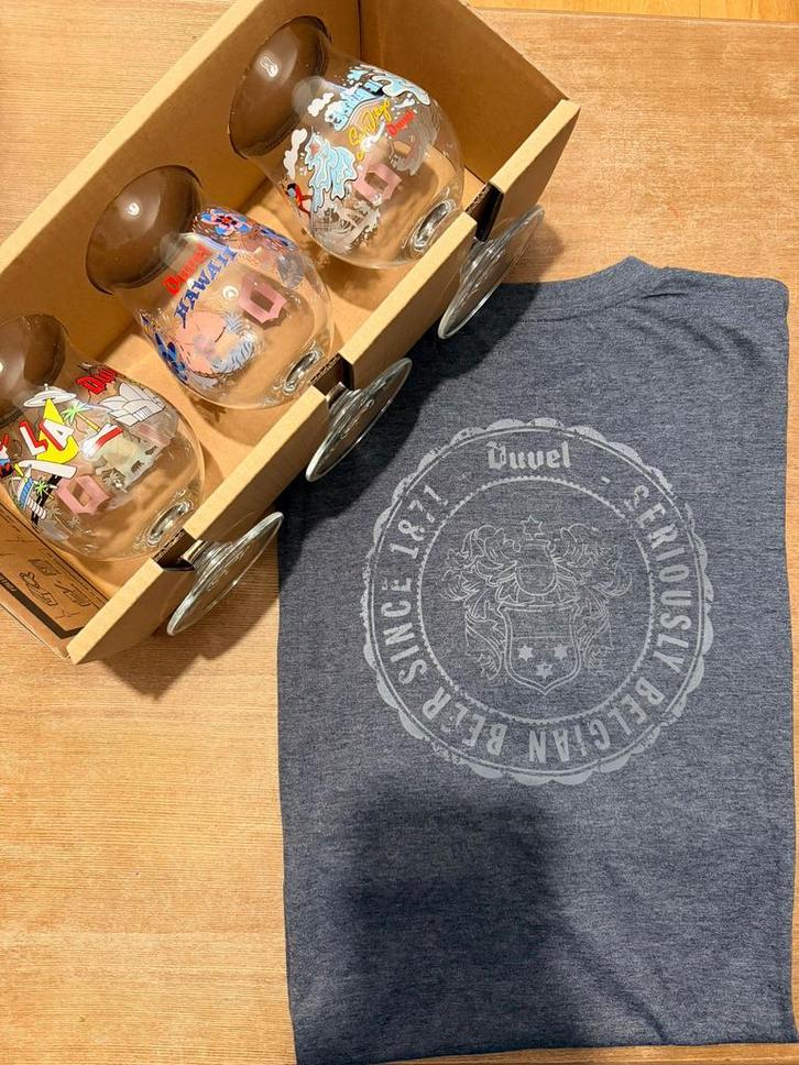 3 Duvel glazen met T-shirt, Verzamelen, Poppenhuizen en Toebehoren, Nieuw, Ophalen of Verzenden