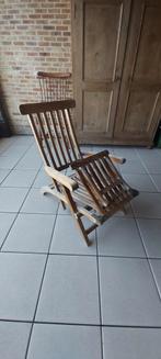 Tuinstoel met linnen kussen beige-wit, Ophalen, Verstelbaar