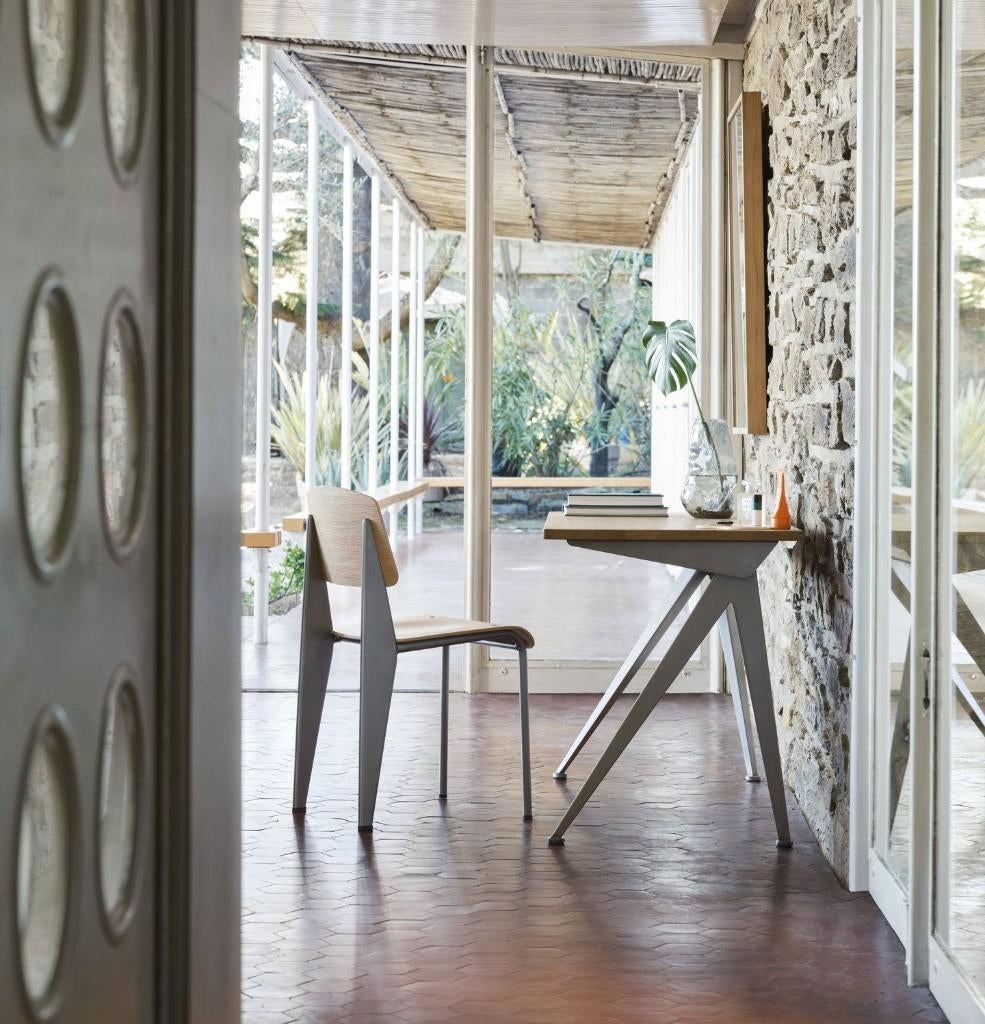 Jean Prouvé Compass Bureau Métal Brut Vitra, Maison & Meubles, Bureaux, Comme neuf, Naturel, Métal, Bleu, Enlèvement