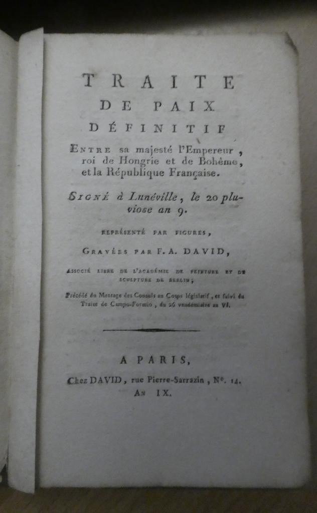 Traité de Paix Lunéville - 1801 - Napoleon, Boeken, Geschiedenis | Nationaal, Ophalen of Verzenden