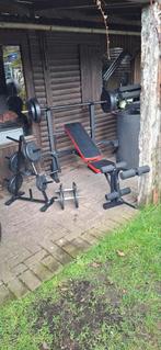 Fitnessbank met gewichten, Sport en Fitness, Ophalen, Gebruikt, Benen, Fitnessbank