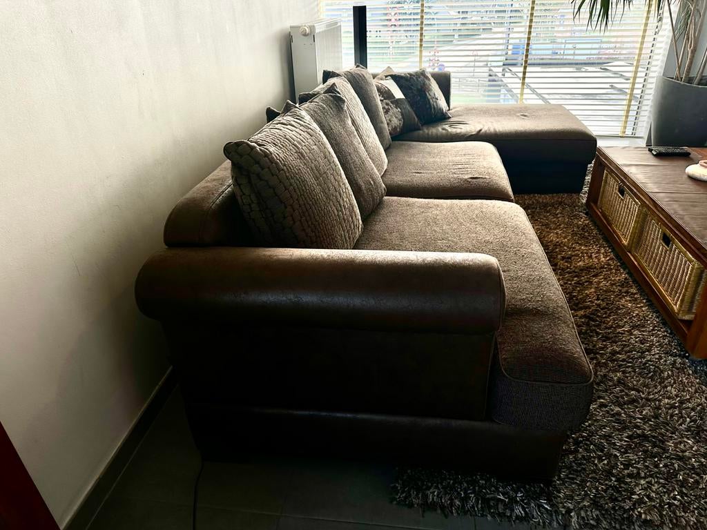 Leren salon van Natuzzi model Karma.3,20/1,60M, Enlèvement, Comme neuf, Tissus, Loung salon met links ligstuk