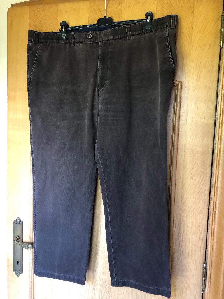 Casual katoen mannenbroek, Ophalen, Maat 56/58 (XL), Bruin