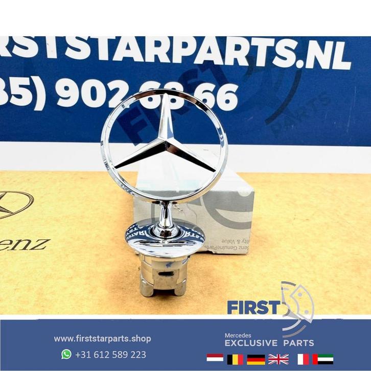 Mercedes STAANDE STER CHROOM motorkap logo embleem METAAL AM, Auto-onderdelen, Carrosserie, Mercedes-Benz, Gebruikt, Ophalen of Verzenden