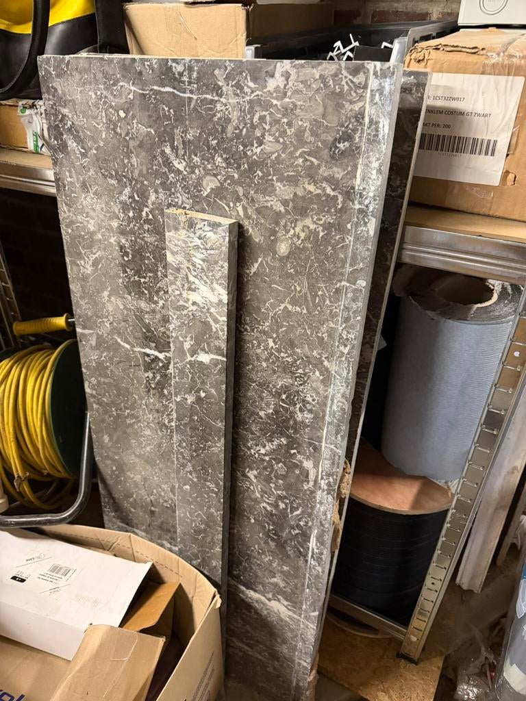 Marmeren tegels (oude schouw), Enlèvement, Utilisé, Marbre, Carrelage mural