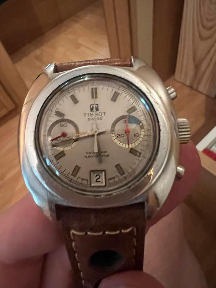 Tissot Seastar Navigator, Handtassen en Accessoires, Horloges | Heren, Gebruikt, Polshorloge, Overige merken, Staal, Leer, Ophalen of Verzenden