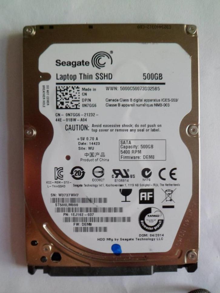 Harde Schijf Hybride Seagate 500GB, 64MB Cache, 2.5Inch, Computers en Software, Harde schijven, Zo goed als nieuw, Intern, HDD