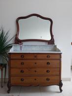 Antieke commode met spiegel en marmeren blad 120 x 50 cm, Antiek en Kunst, Ophalen