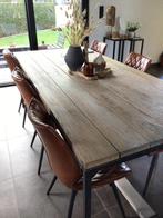 Eettafel en 8 stoelen, Maison & Meubles, Tables | Tables à manger, Comme neuf, Industrieel, Rectangulaire, Autres essences de bois
