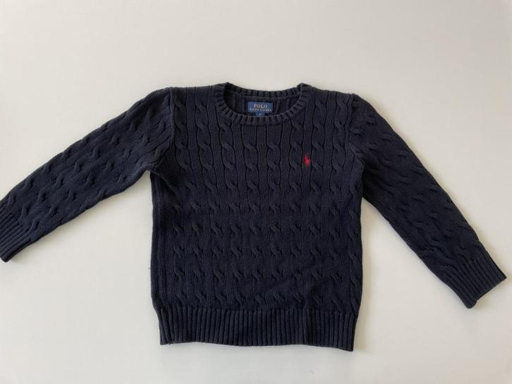 Blauwe kabeltrui van Polo Ralph Lauren maat 110, Kinderen en Baby's, Kinderkleding | Maat 110, Zo goed als nieuw, Jongen, Trui of Vest