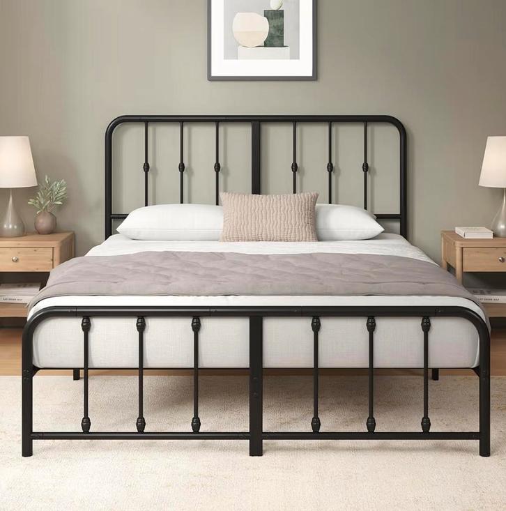 Lit 2 personnes, Maison & Meubles, Chambre à coucher | Lits, Comme neuf, Deux personnes, 140 cm, 200 cm, Métal, Noir, Enlèvement