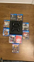 PS4 Slim + 9 games, Ophalen, Met games, Met 2 controllers, Zo goed als nieuw