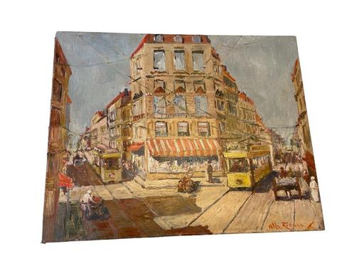 Tableau "Tramway en Ville" par Albert Rigaux, Antiquités & Art, Art | Peinture | Moderne, Enlèvement ou Envoi