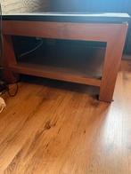 Teak salon tafel met zwaar marmer zwart blad 80x80, Ophalen, Zo goed als nieuw