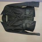 Donker blauw/ grijze lederen jas maat 36, Enlèvement, Neuf, Taille 36 (S), Bleu