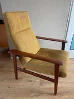 Vintage fauteuil hoge rug teak hout design jaren 60, Huis en Inrichting, Fauteuils, Ophalen, Hout