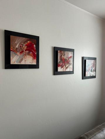 Set van 4 hedendaagse schilderijen in perfecte staat beschikbaar voor biedingen