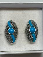 Zilveren oorbellen met echte turkoois, Handtassen en Accessoires, Oorbellen, Blauw, Nieuw, Ophalen of Verzenden, Met edelsteen