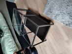 glazentablet, metalen onderstel. uitschuifbare tafel, Huis en Inrichting, Ophalen, Gebruikt