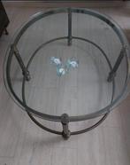 Mooie, kwalitatieve, vintage salontafel met glazen blad, Huis en Inrichting, Ophalen, 100 tot 150 cm, 50 tot 100 cm, Zo goed als nieuw