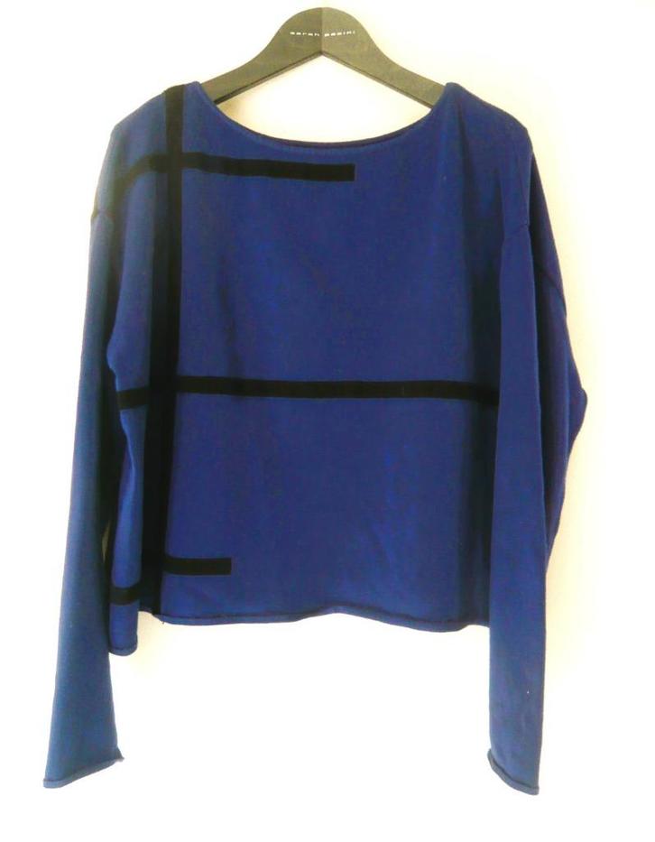 Pull bleu et noir Sarah Pacini comme neuf, Kleding | Dames, Truien en Vesten, Zo goed als nieuw, Blauw, Ophalen of Verzenden