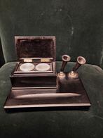 Vintage, houten, dubbele bureau inktset, Antiek en Kunst, Ophalen of Verzenden