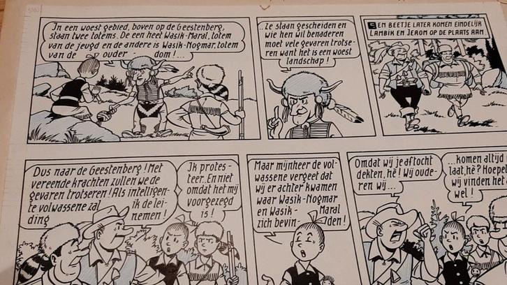 Planche à dessin originale Suske et Wiske Vandersteen 1970, Collections, Personnages de BD, Comme neuf, Bob et Bobette, Envoi