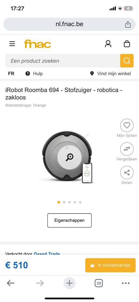 iRobot Roomba 694 - Stofzuiger - robotica - zakloos, Elektronische apparatuur, Stofzuigers, Nieuw, Stofzuiger, Reservoir, Ophalen of Verzenden