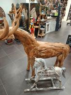 cerf en bois de teck 120 cm, Ophalen, Nieuw, Hout