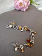 Bracelet en argent avec ambre et perles, Enlèvement ou Envoi, Comme neuf, Argent, Argent
