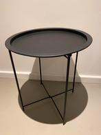 Zwart bijzettafeltje opklapbaar, Minder dan 55 cm, Metaal of Aluminium, Rond, Zo goed als nieuw