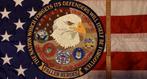 Grote US Military backpatch en USA vlag, Embleem of Badge, Overige soorten, Ophalen of Verzenden