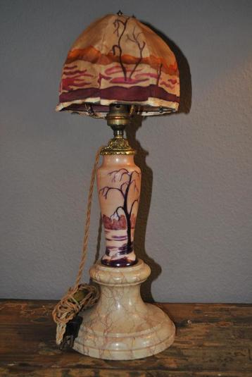 Art Nouveau opaline glazen bureaulamp gesigneerd GAUTHIER beschikbaar voor biedingen